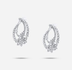 Diamond Mixed Fancy Shape Cut Pave Crescent White Gold Drop Unique Earrings