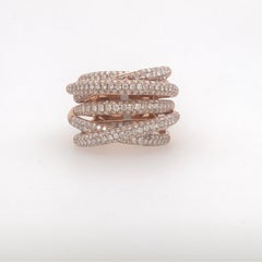 Diamond Multi Wide Criss Cross Band Ring 2.37 Carat 18 Karat Rose Gold
