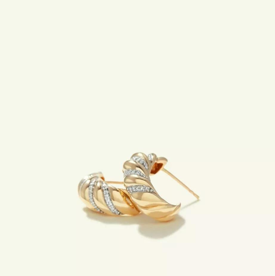 Diamond Croissant Hoop Earring 14k Solid Gold Twisted Dome Open Hoop Earrings
Light weight can be worn everyday

Additional information:
Condition: New without tags: A brand-new, unused, and unworn item (including handmade items) that is not in