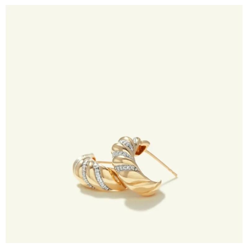 Diamond Croissant Hoop Earring 14k Solid Gold Twisted Dome Open Hoop Earrings
Light weight can be worn everyday

Additional information:
Condition: New without tags: A brand-new, unused, and unworn item (including handmade items) that is not in