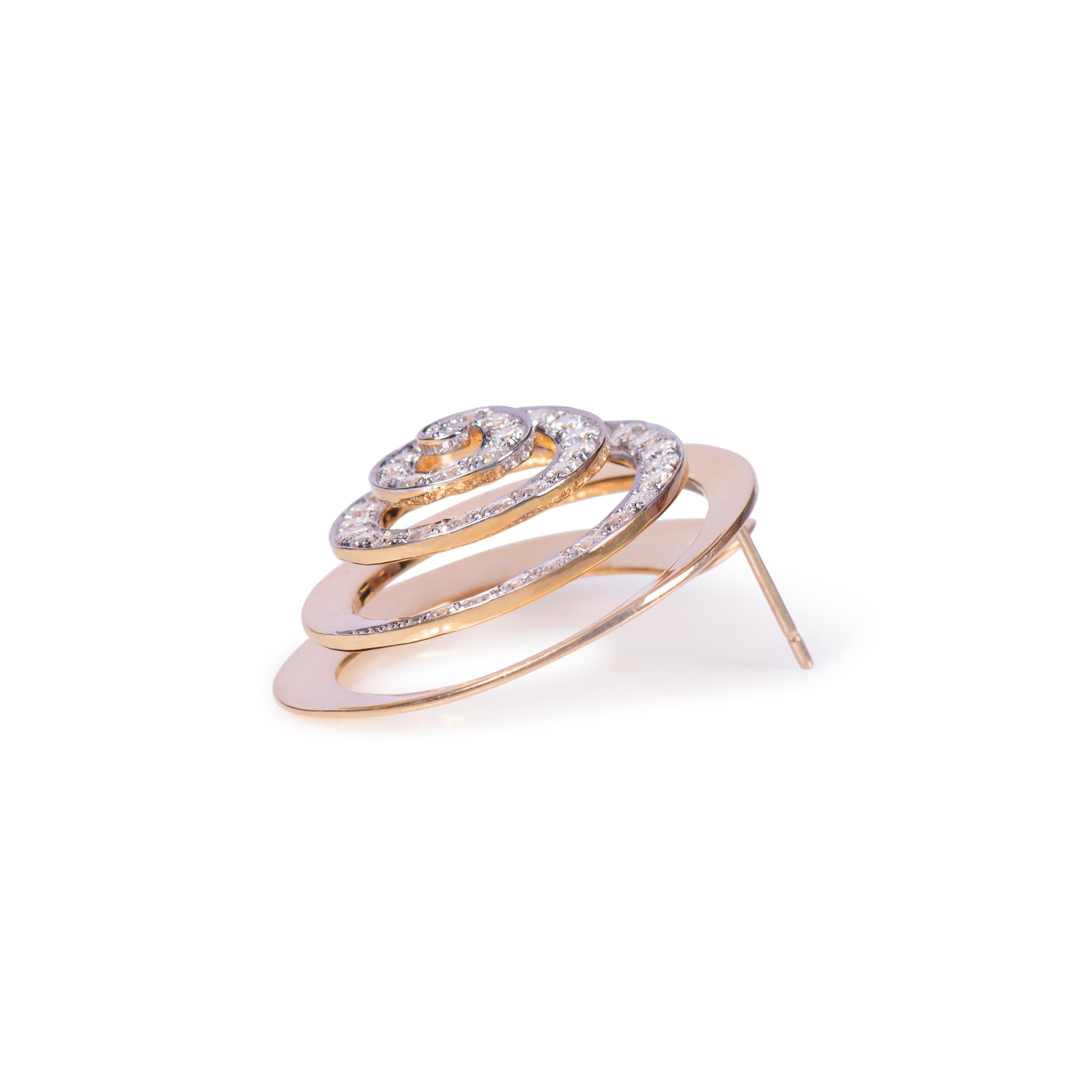 Women's Diamond Croissant Swirls Gold Ear Clips For Sale