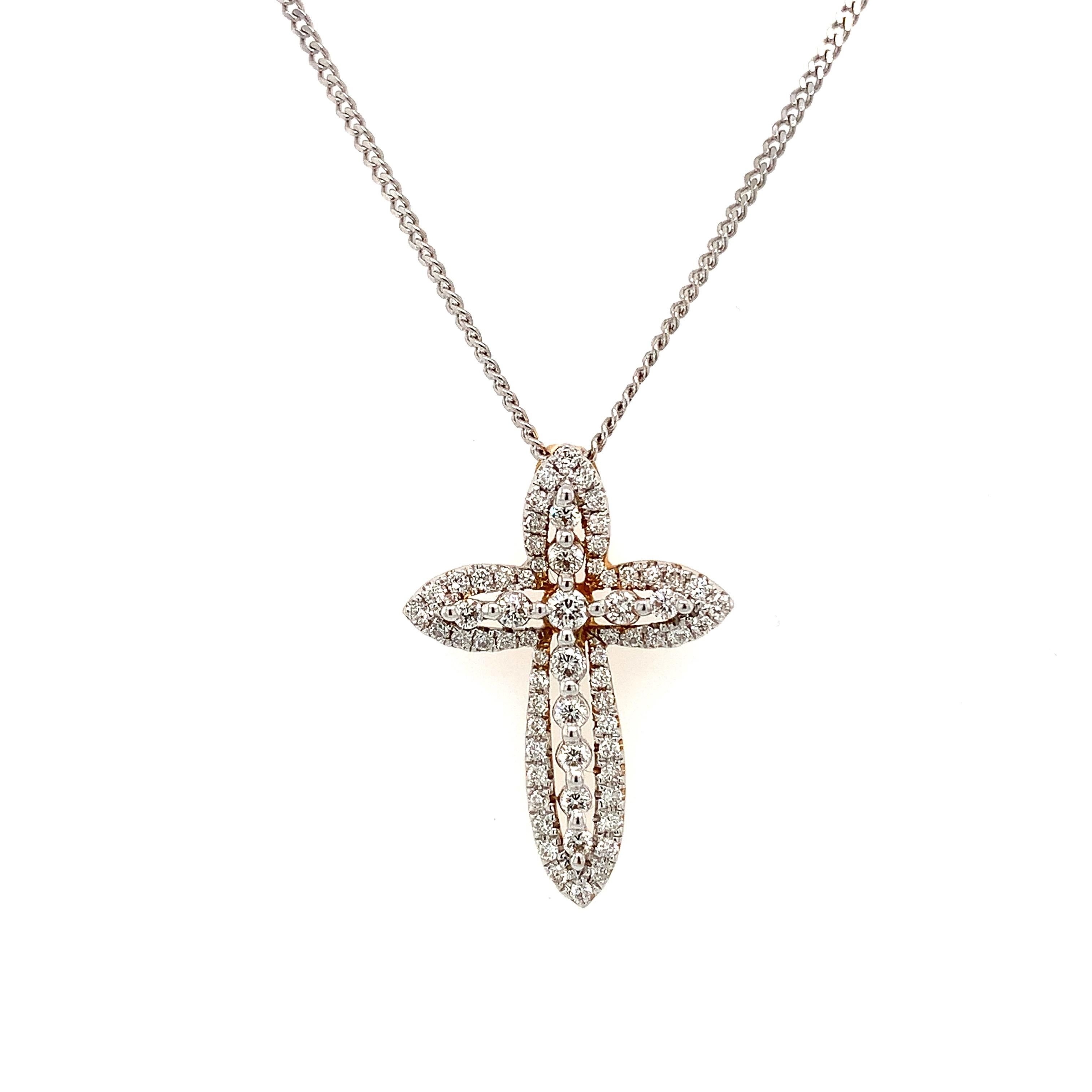 Colgante cruz diamante art deco oro blanco 18k en Nuevo estado para la venta en London, GB