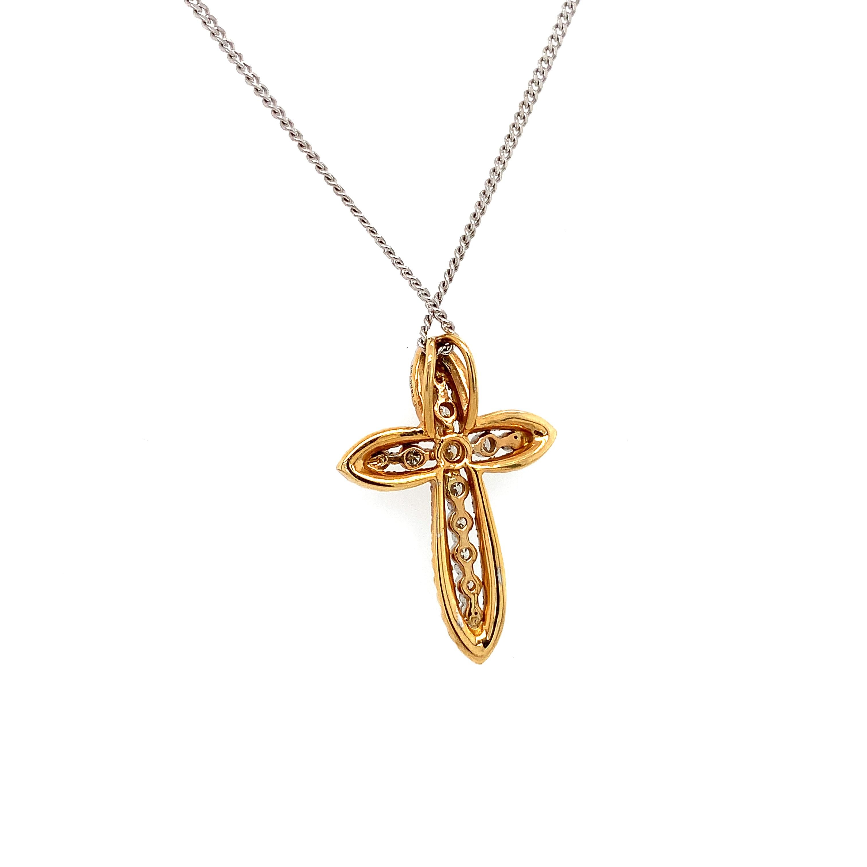 De las mujeres Colgante cruz diamante art deco oro blanco 18k en venta