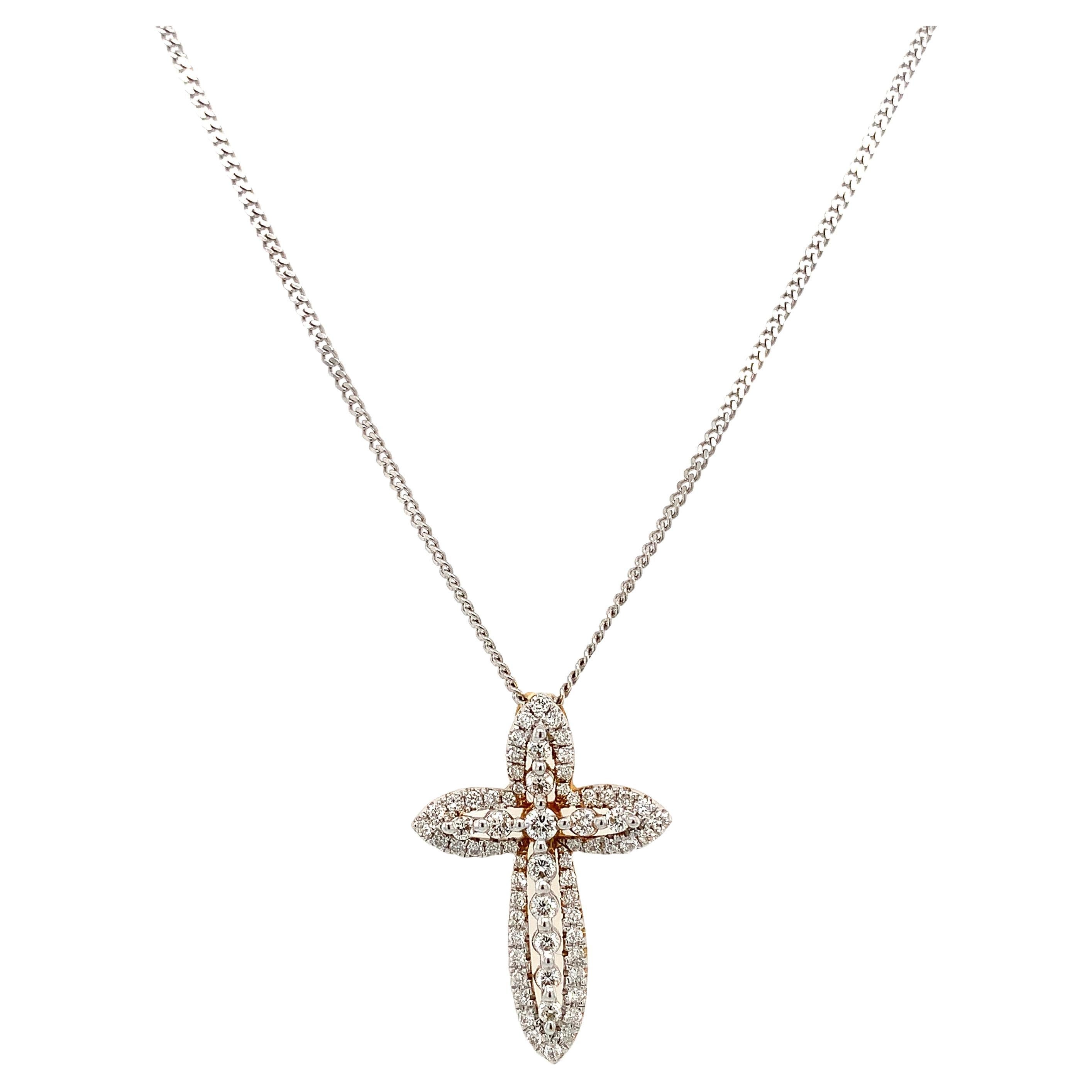 Colgante cruz diamante art deco oro blanco 18k