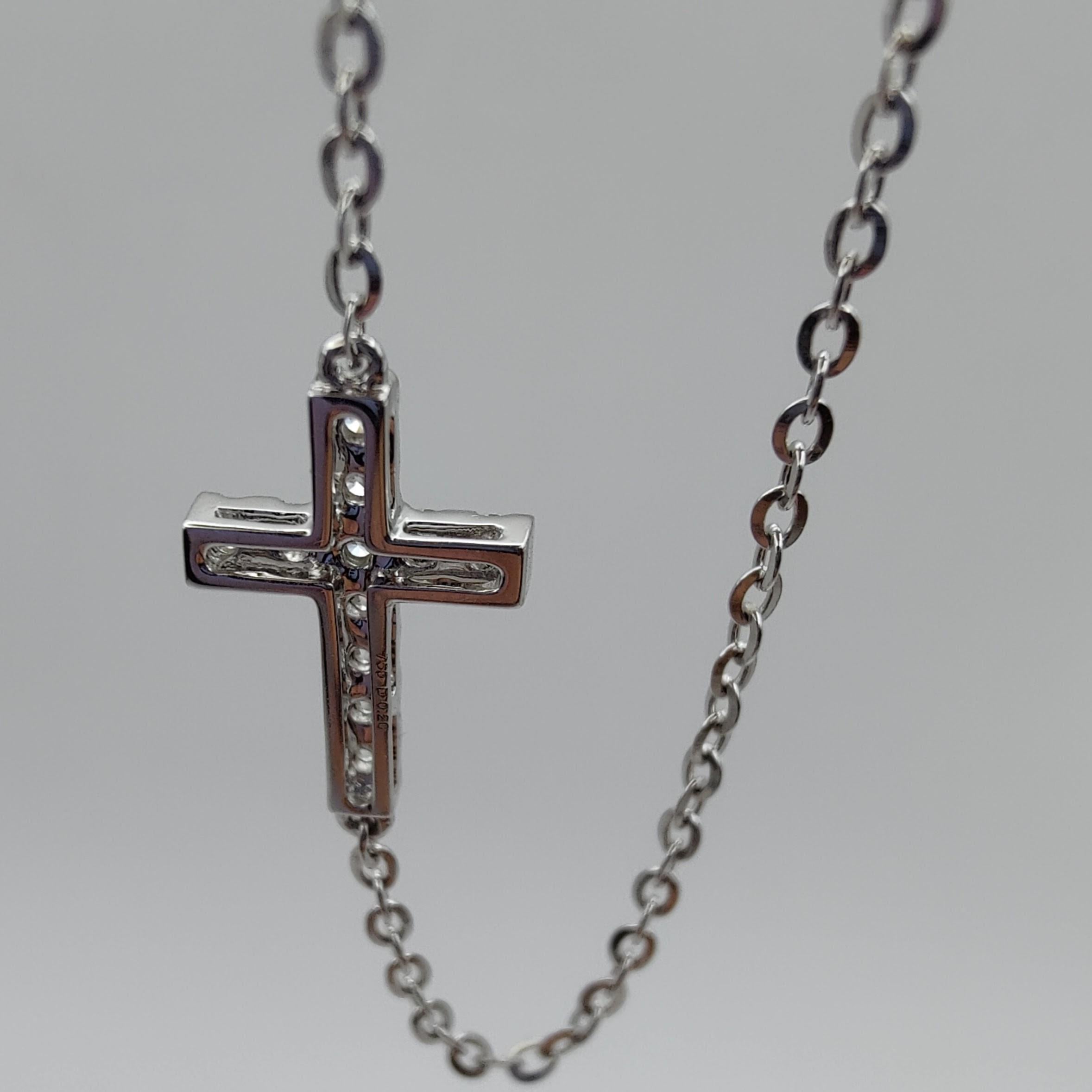 Women's or Men's Diamond Cross Bracelet in 18K White Gold For Sale