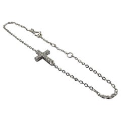 Pulsera Cruz de Diamantes en Oro Blanco de 18 K