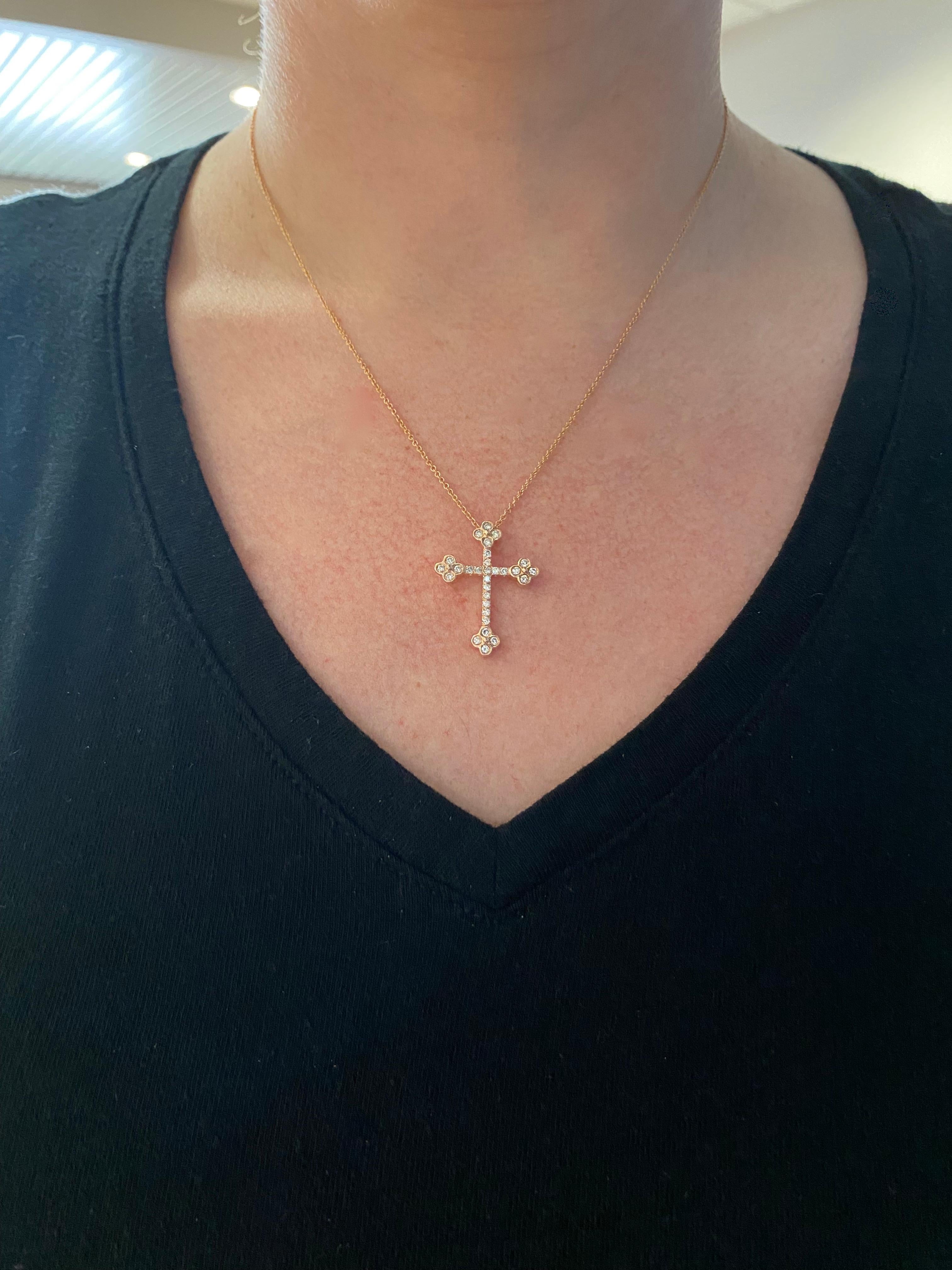 Women's Diamond Cross Crafted in 14k Rose Gold