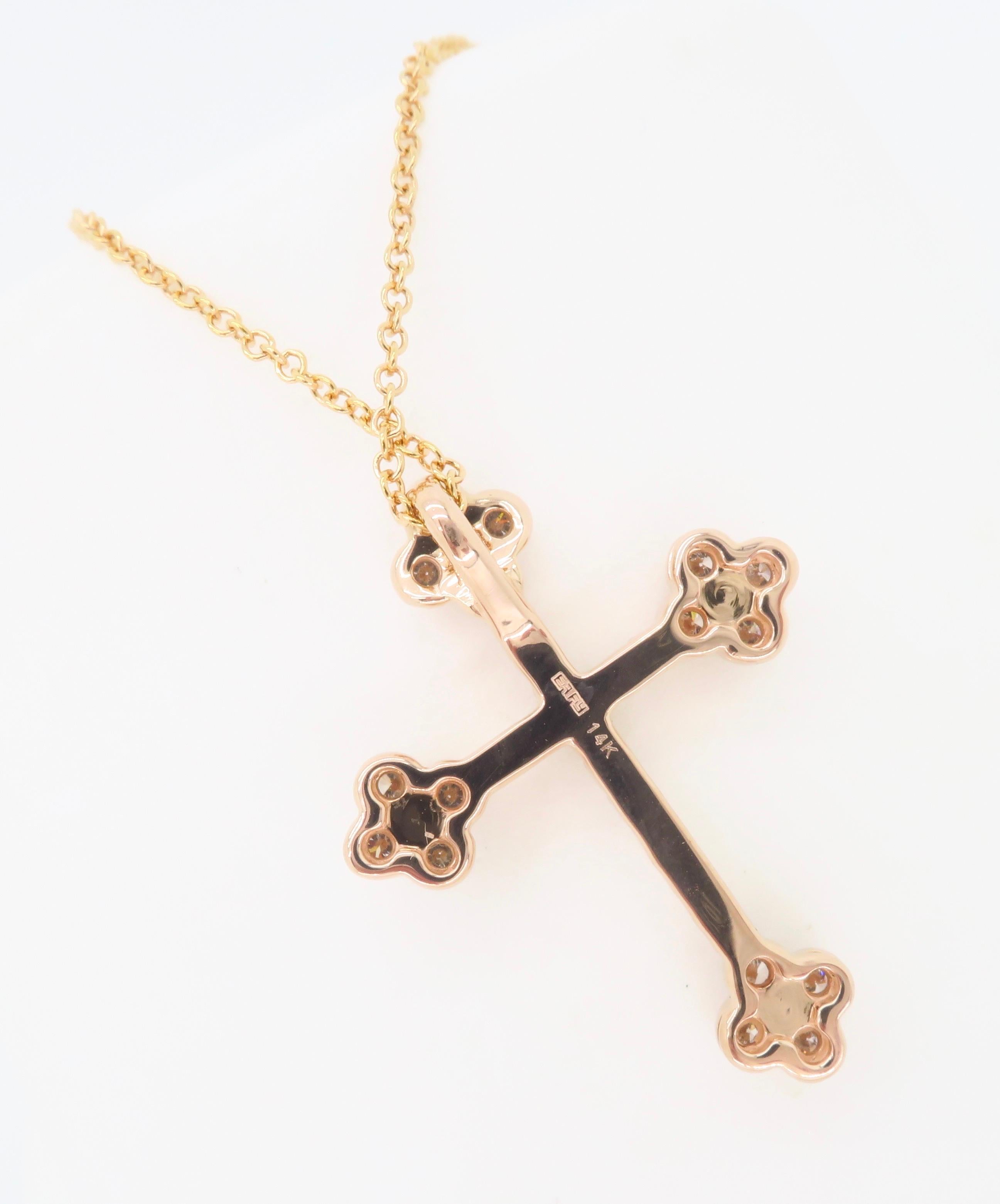 Diamond Cross Crafted in 14k Rose Gold 1