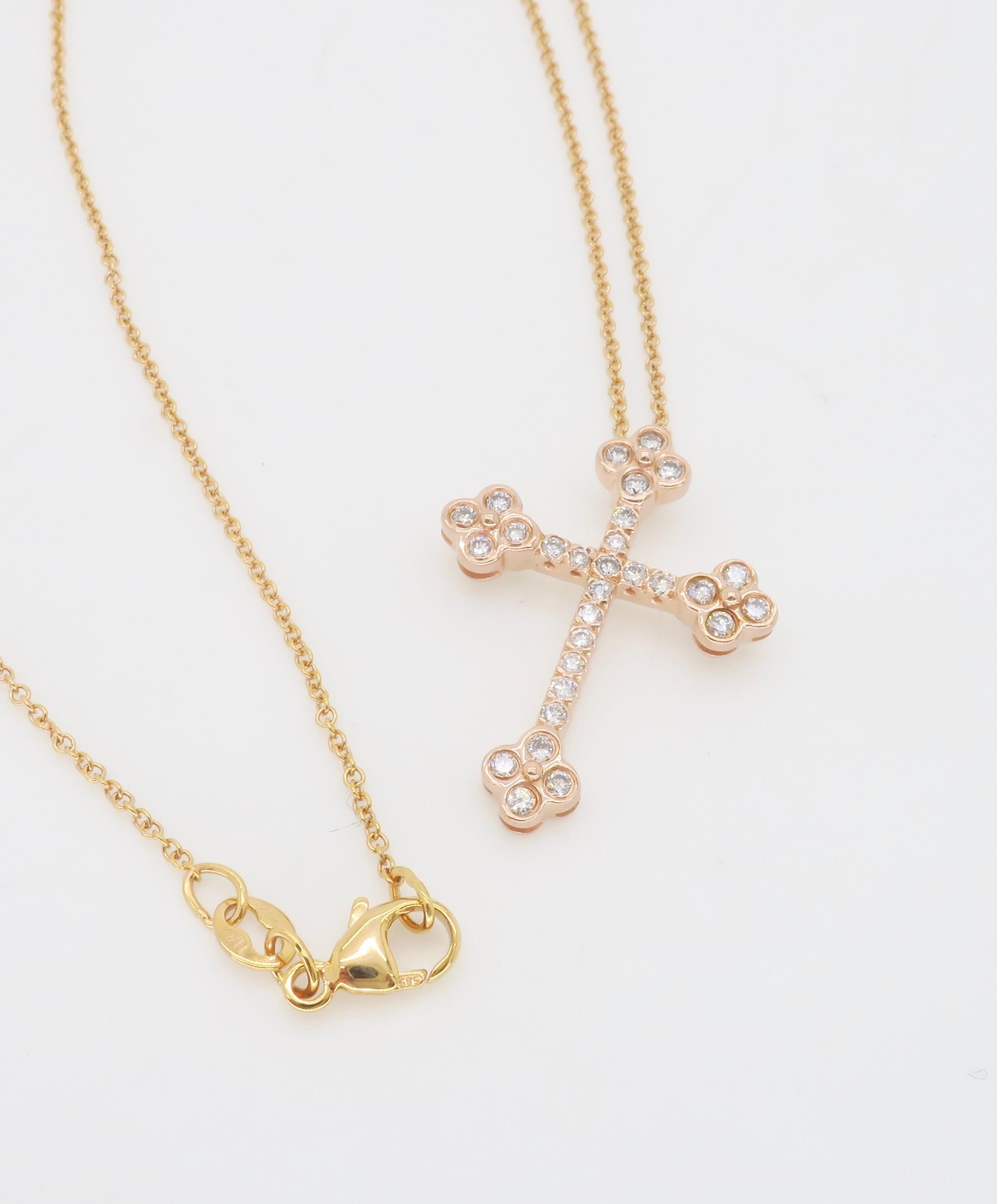 Diamond Cross Crafted in 14k Rose Gold 2