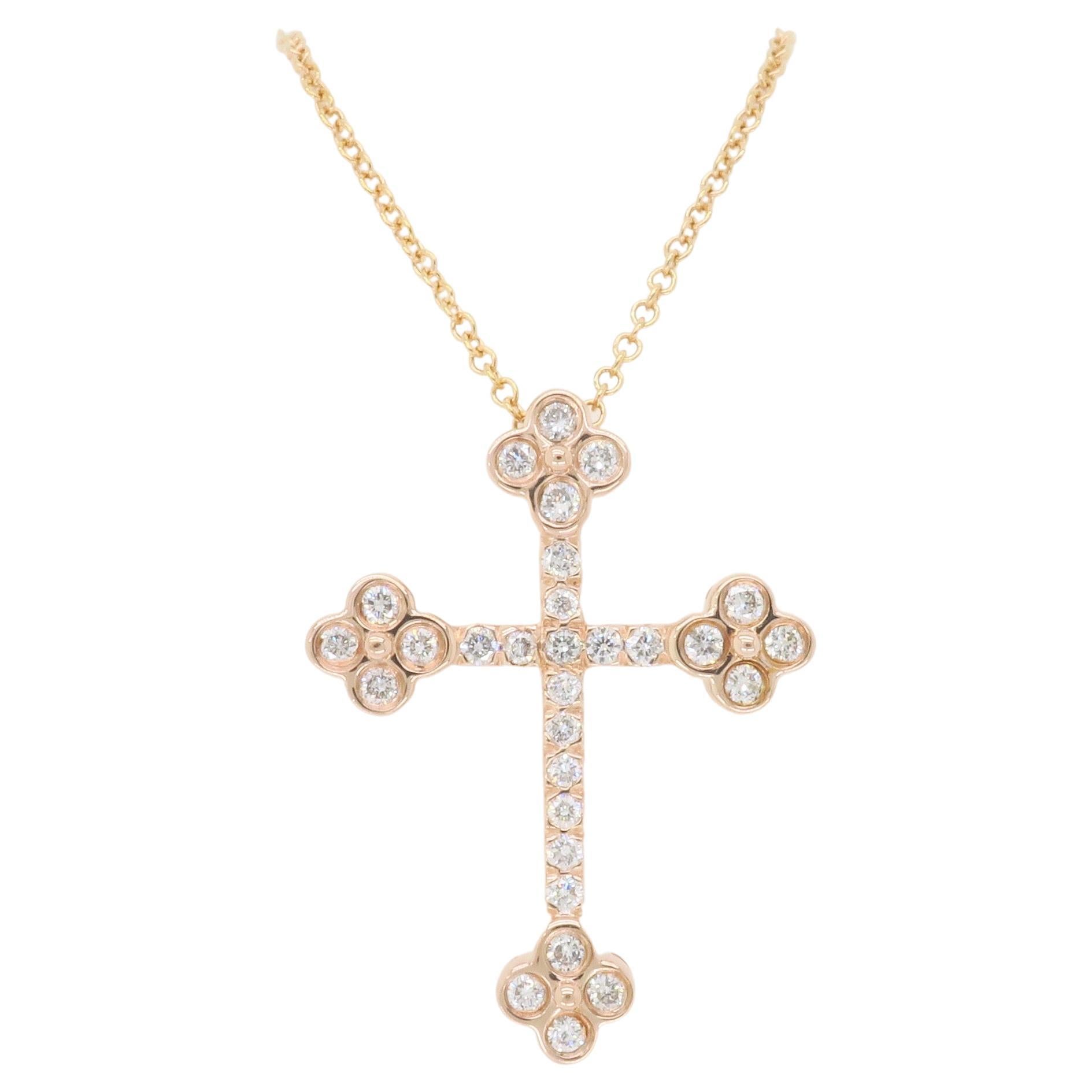 Diamond Cross Crafted in 14k Rose Gold