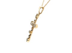Diamond Cross Crucifix Pendant Necklace Mined .25ct Yellow Gold