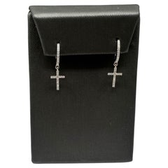 Diamond Cross Dangle Earrings in 14kt White Gold - 0.24ctw GH SI2-I1, New