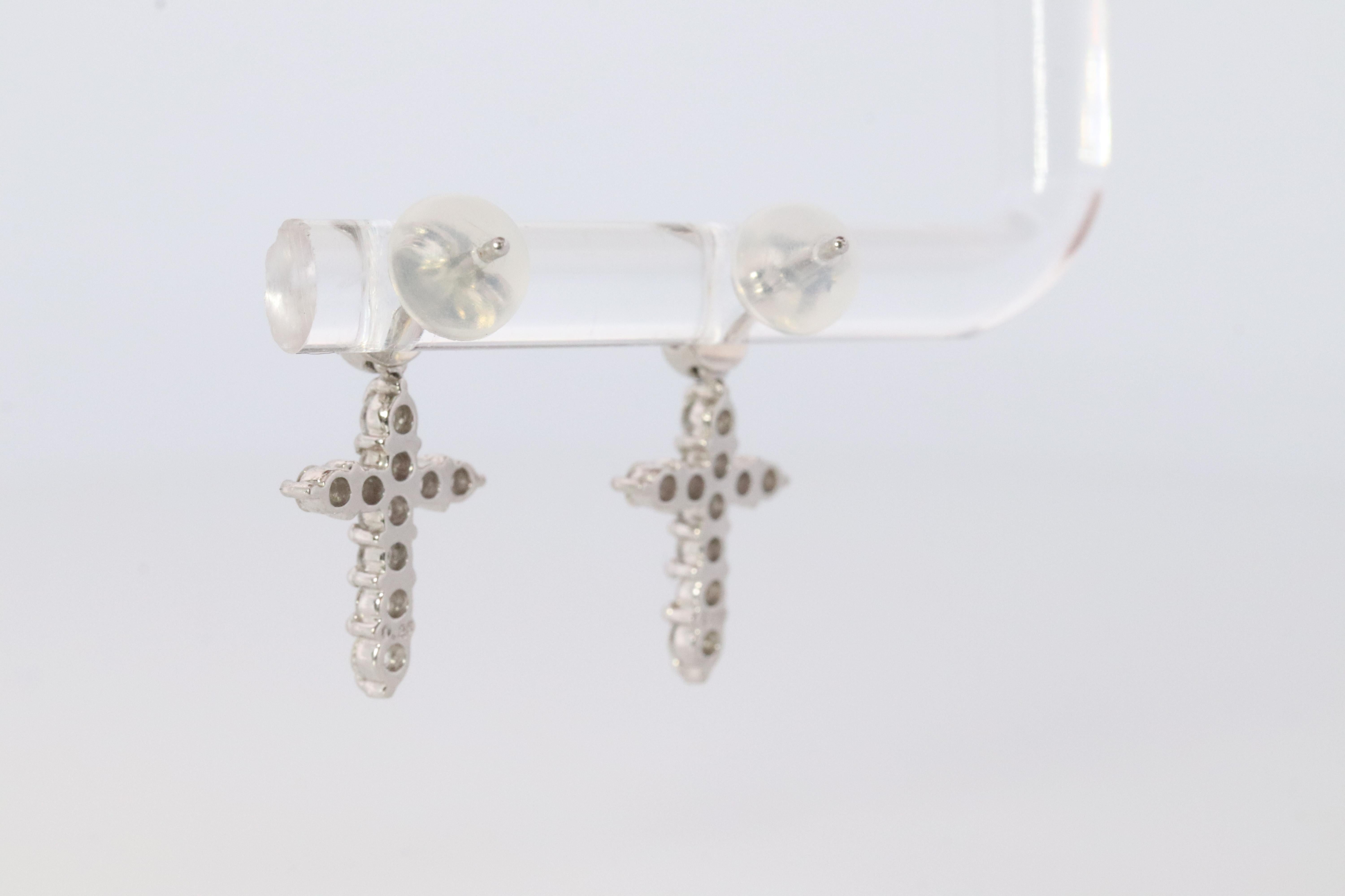 Diamant-Kreuz-Ohrringe. Platin PT900 1/4ct Diamant-Ohrringe aus Platin. im Zustand „Hervorragend“ im Angebot in Port Charlotte, FL