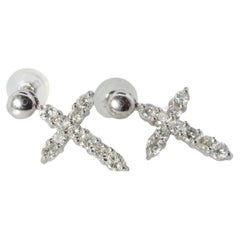 Pendientes Cruz de Diamantes. Pendientes Colgantes de Platino PT900 1/4ct Diamantes.