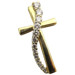 Diamond Cross Gold Pendant Charm