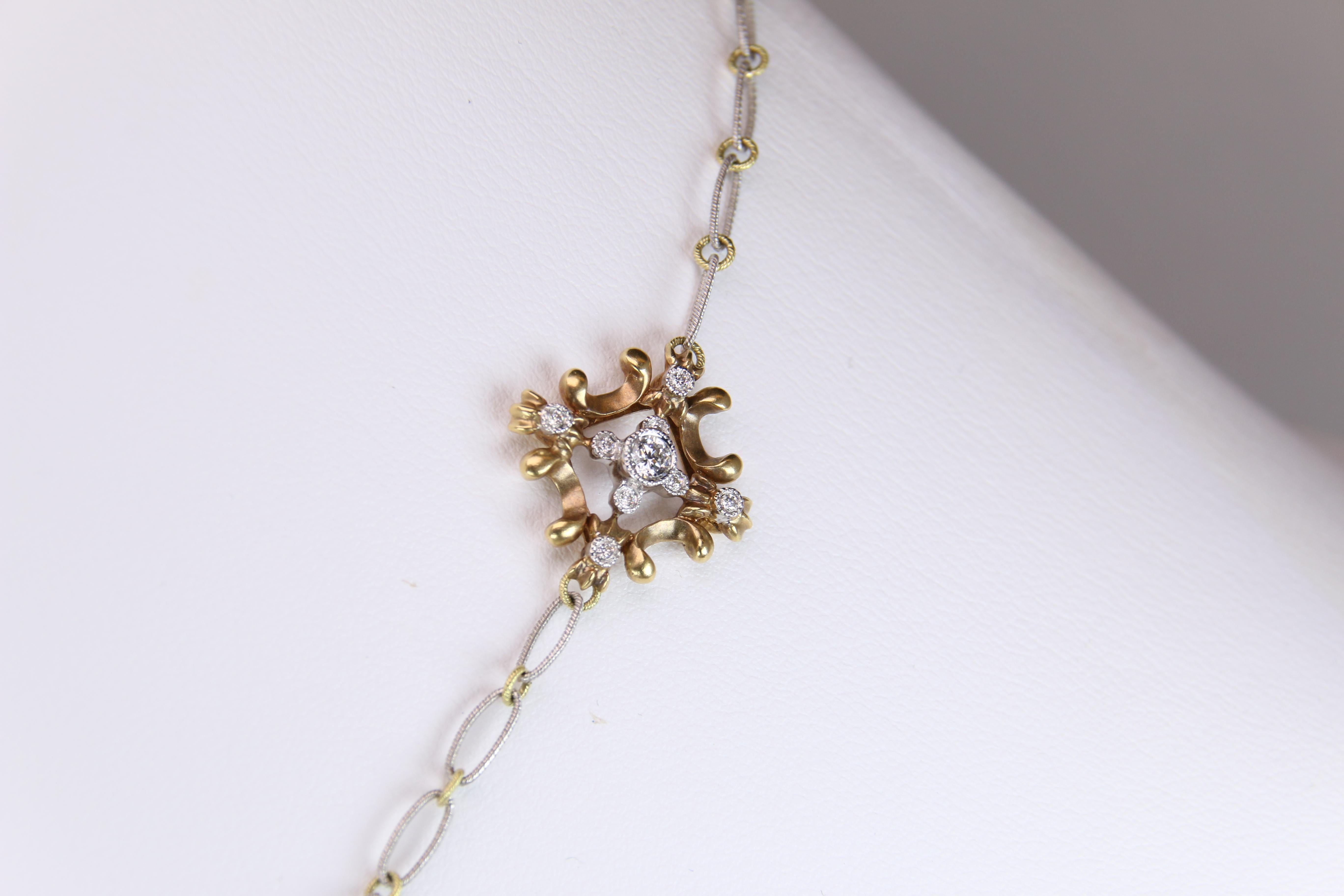 Beautiful Cross Pendant in White and Yellow Gold 