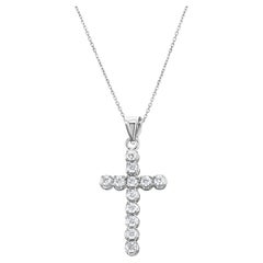 Diamond Cross Necklace 1.38cttw 14k White Gold