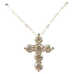 Collana con croce di diamanti in oro giallo 14kt, 1,10 ct totali, GH SI, 18in, nuova