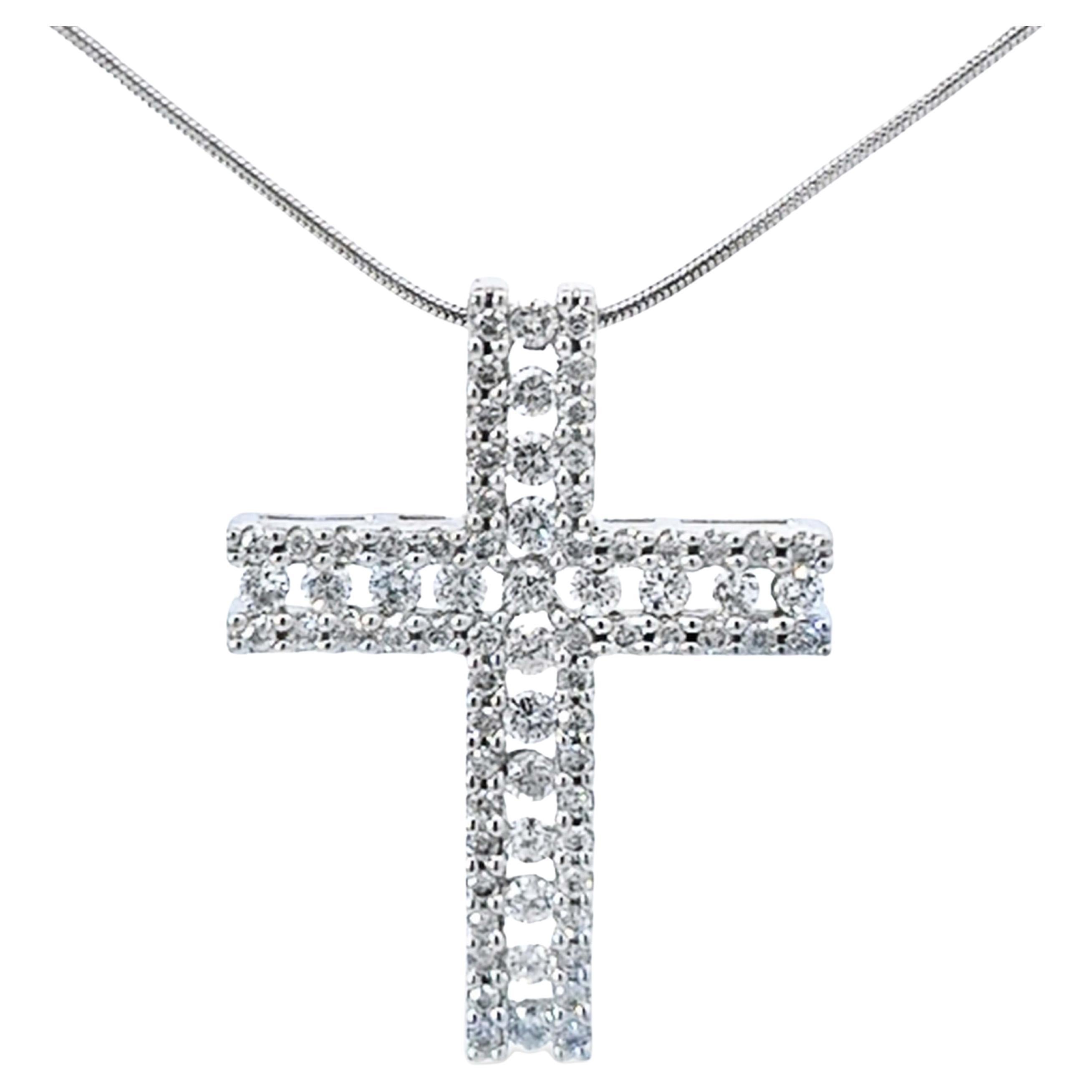Diamond Cross Necklace 18k White Gold