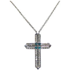 Diamond Cross Necklace 2 Way 14 Karat White Gold