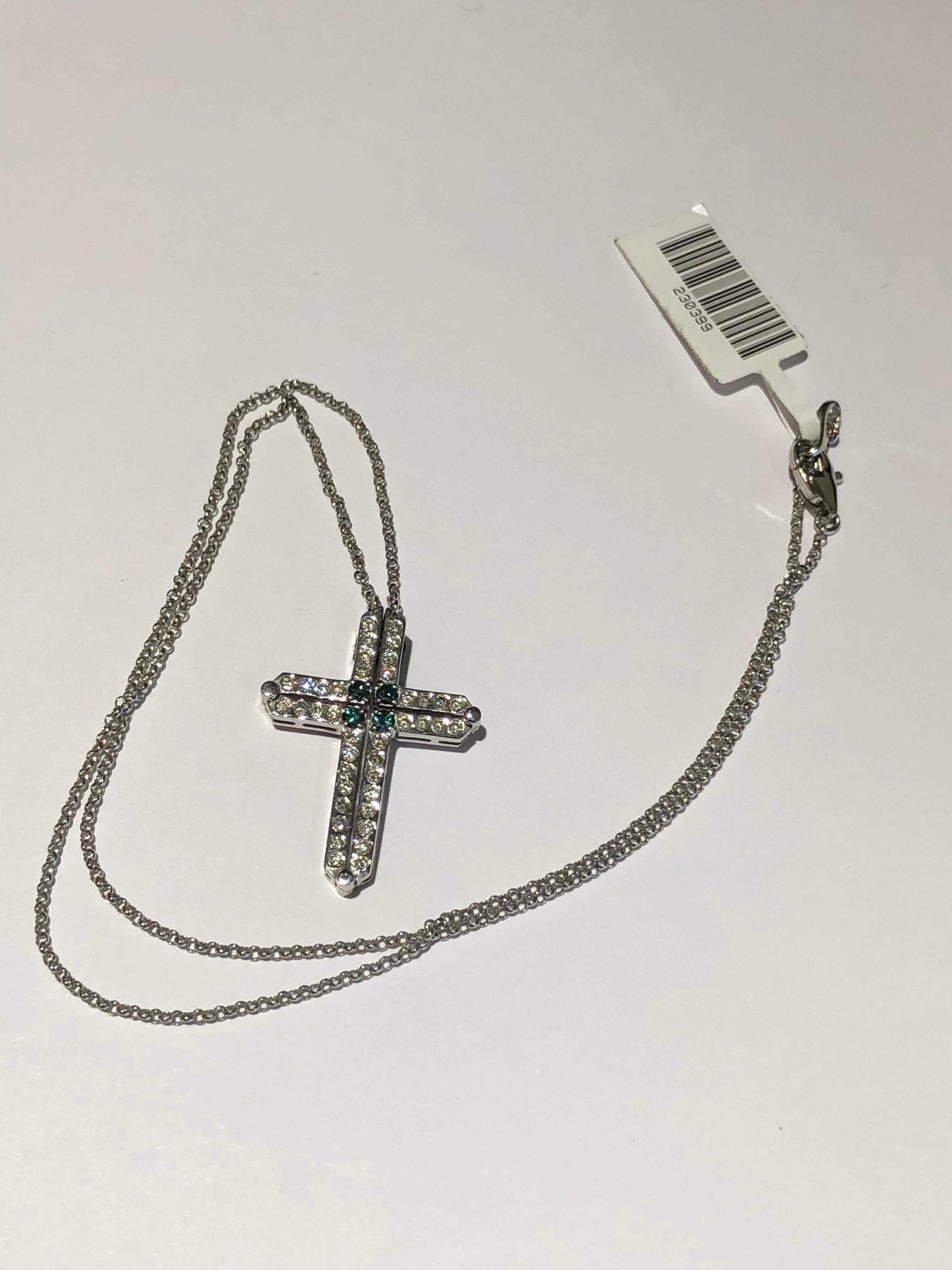 Diamant-Kreuz-Halskette, 2 Richtungen, 14 Karat Weißgold für Damen oder Herren im Angebot