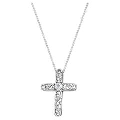 Diamond Cross Necklace .49cttw 14k White Gold