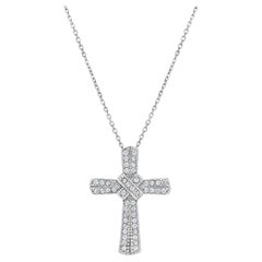 Diamond Cross Necklace .68cttw 14k White Gold