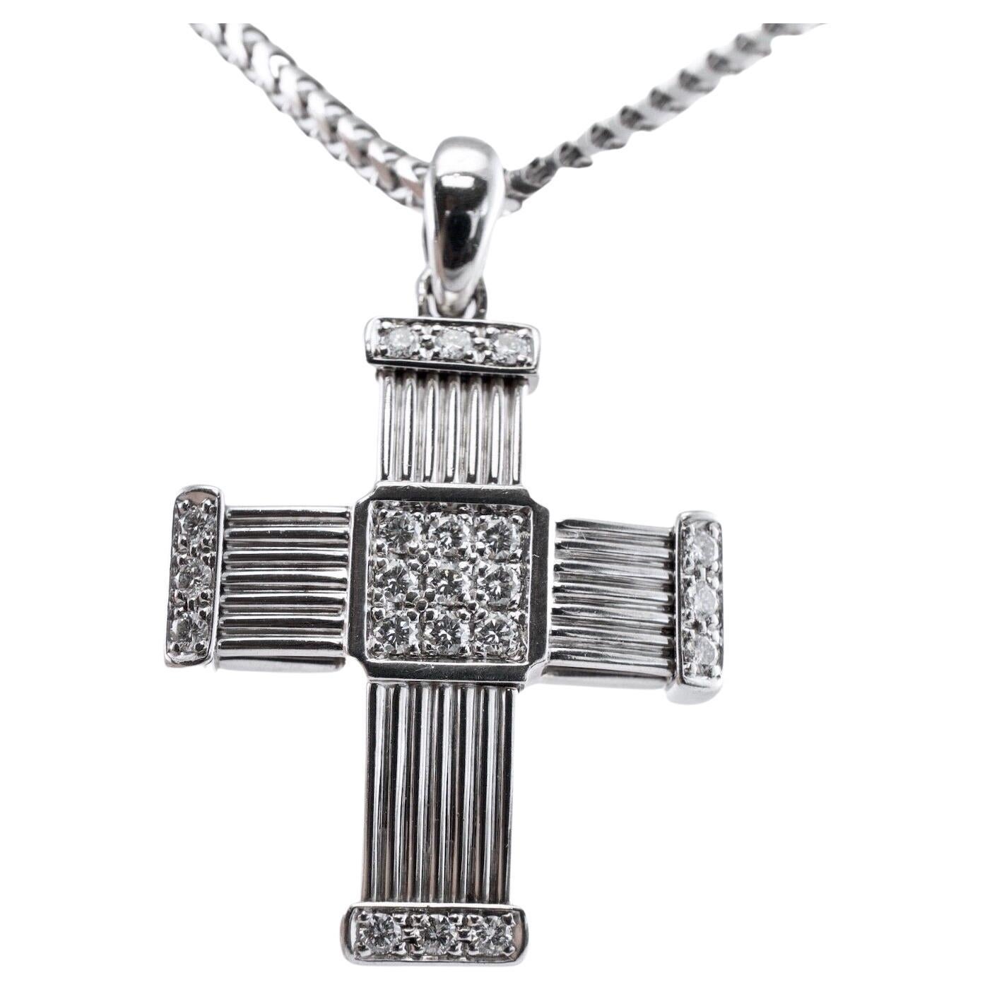 Diamond Cross Necklace Cross Pendant 18K Gold by Di Modolo For Sale