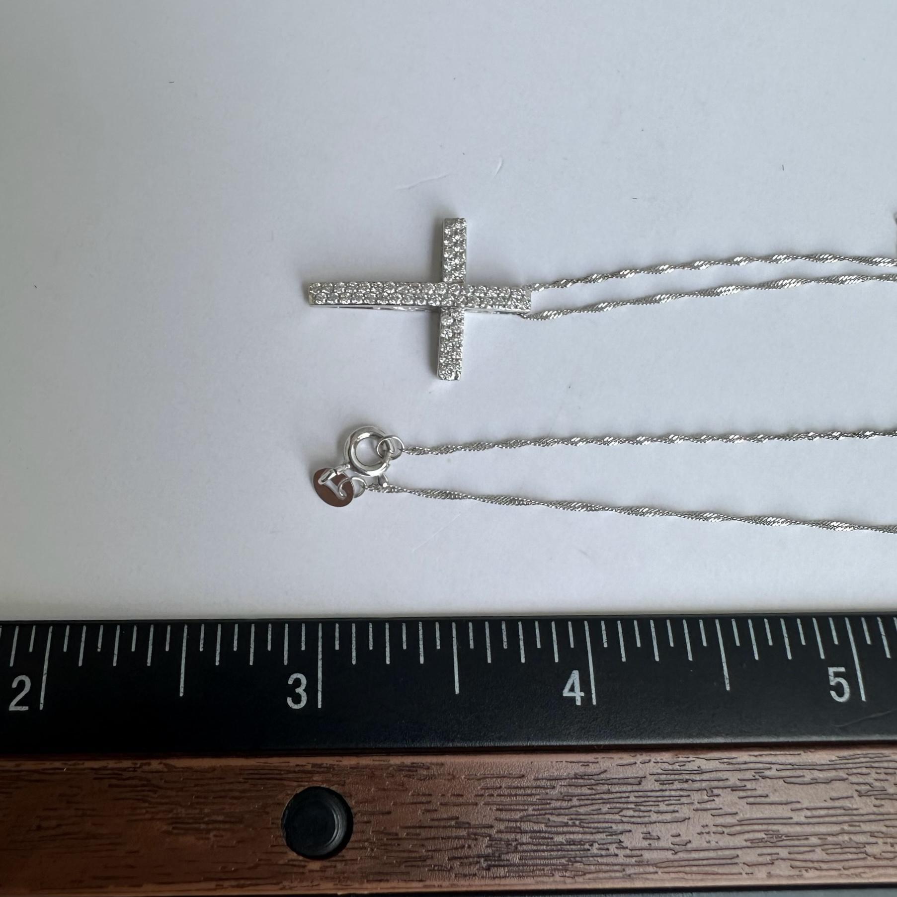 Diamond Cross Necklace in 10kt White Gold - 0.33ctw Diamonds, 16