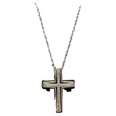 Diamond Cross Necklace in 10kt Yellow Gold – 0.12ctw, 18in, New