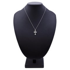 Diamond Cross Necklace in 14K White Gold