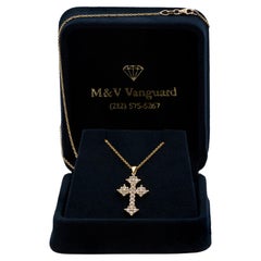 Diamond Cross Necklace in 14K Yellow Gold