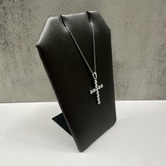 Diamant-Kreuz-Halskette in 14kt Weißgold - 0,07ctw, 18in, Neu