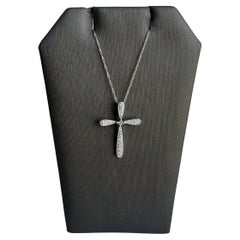 Diamond Cross Necklace in 14kt White Gold  -0.10ctw natural round HI I1 diamonds