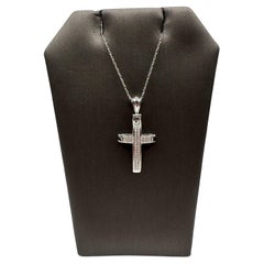 Diamond Cross Necklace in 14kt White Gold – 0.12ctw HI I1 Diamonds, 18" Length