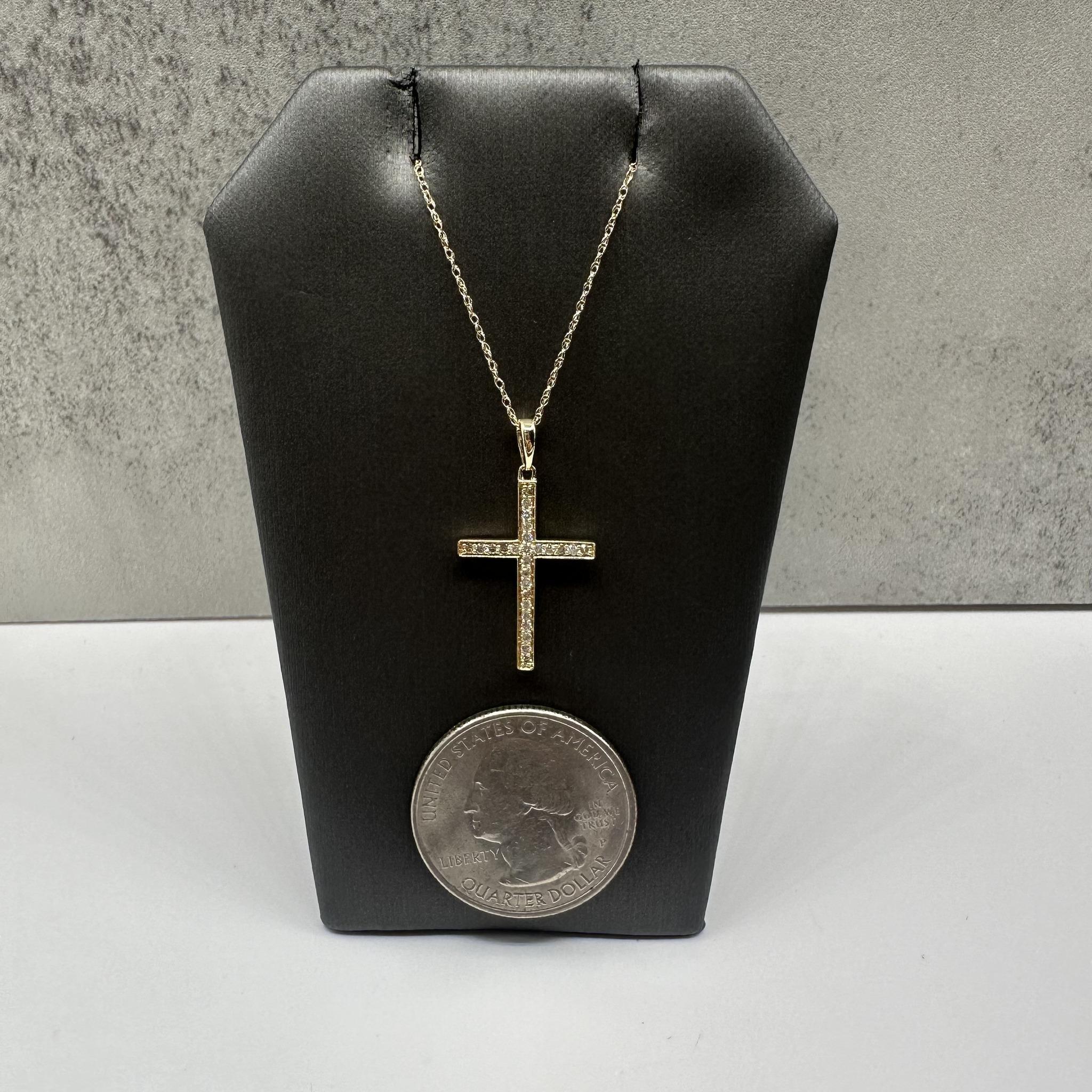Diamond Cross Necklace in 14kt Yellow Gold - 0.17ctw HI I1, 18