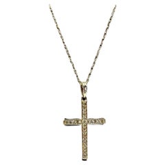 Diamond Cross Necklace in 14kt Yellow Gold - 0.17ctw HI I1, 18", New Condition