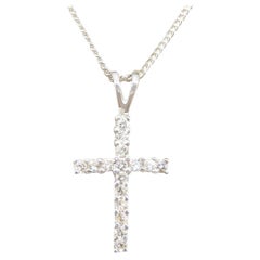 Diamond Cross Necklace in 18ct White Gold on 16inch 18ct White Gold Chain