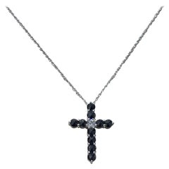 Diamond Cross Necklace In 18k White Gold