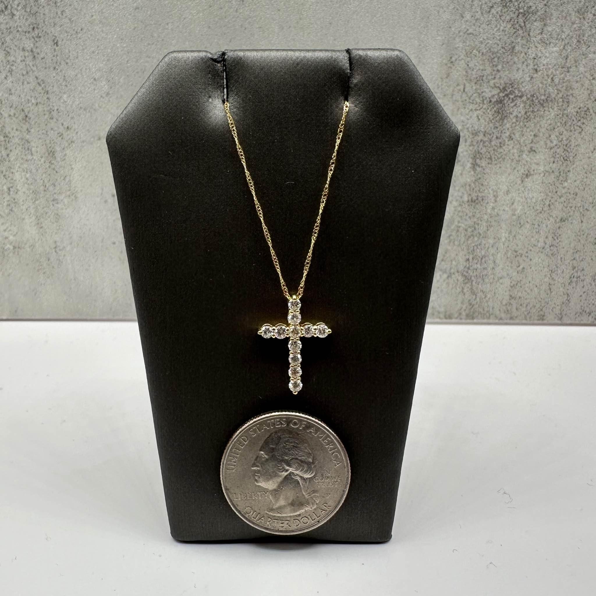 Diamant-Kreuz-Halskette aus 18 Karat Gelbgold - 0,55 Karat GH SI2-I1 Diamanten, 18