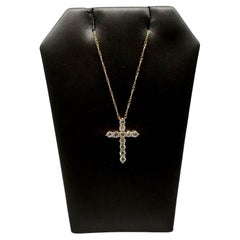 Diamant-Kreuz-Halskette aus 18 Karat Gelbgold - 0,55 Karat GH SI2-I1 Diamanten, 18"