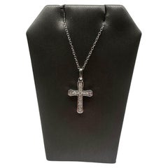 Diamond Cross Necklace in Sterling Silver – 0.26ctw GH I1 Diamonds, Adjustable