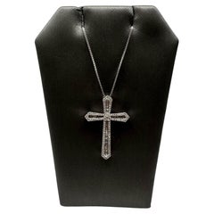 Diamond Cross Necklace in Sterling Silver - 0.60ctw HI SI Diamonds, 18", New