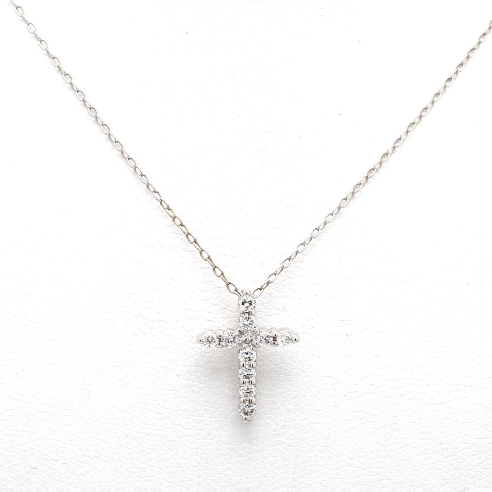 Collana con croce di diamanti e Brillianti rotondi In condizioni buone in vendita a Scottsdale, AZ