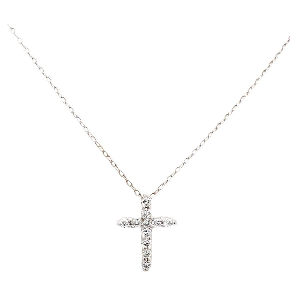 Collana con croce di diamanti e Brillianti rotondi