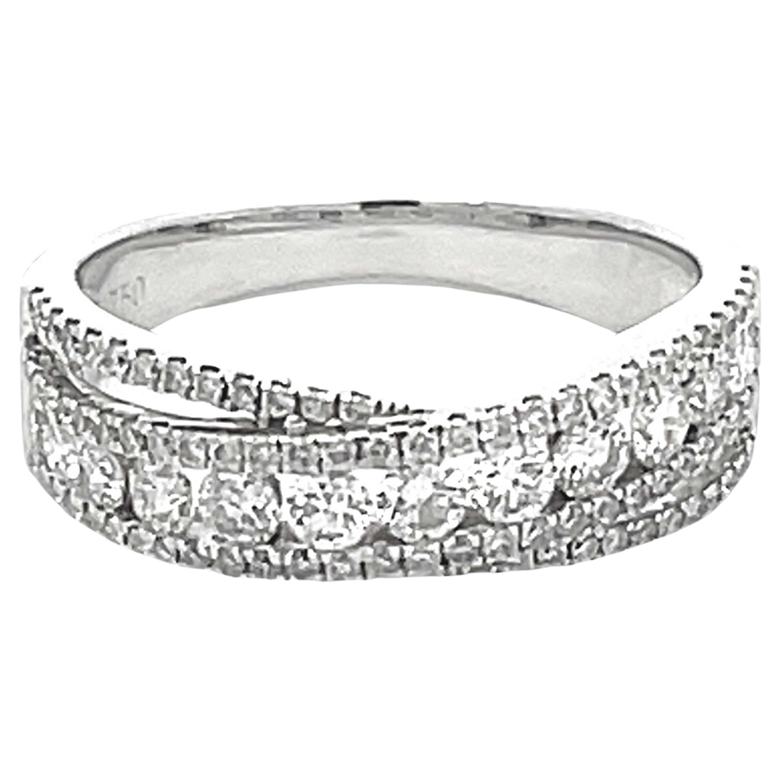 Diamond Cross Over Ring in 18k White Gold