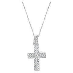 Diamond Cross Pendant 1.50cttw 14k White Gold