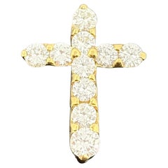 Diamond Cross Pendant 1.50ctw  18k Yellow Gold
