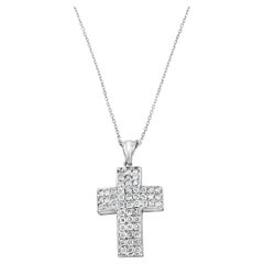 Diamond Cross Pendant 1.65cttw 14k White Gold