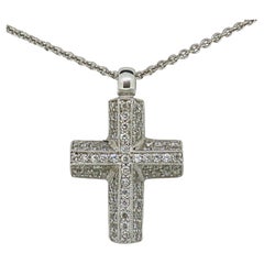 Diamond Cross Pendant 18 Karat White Gold